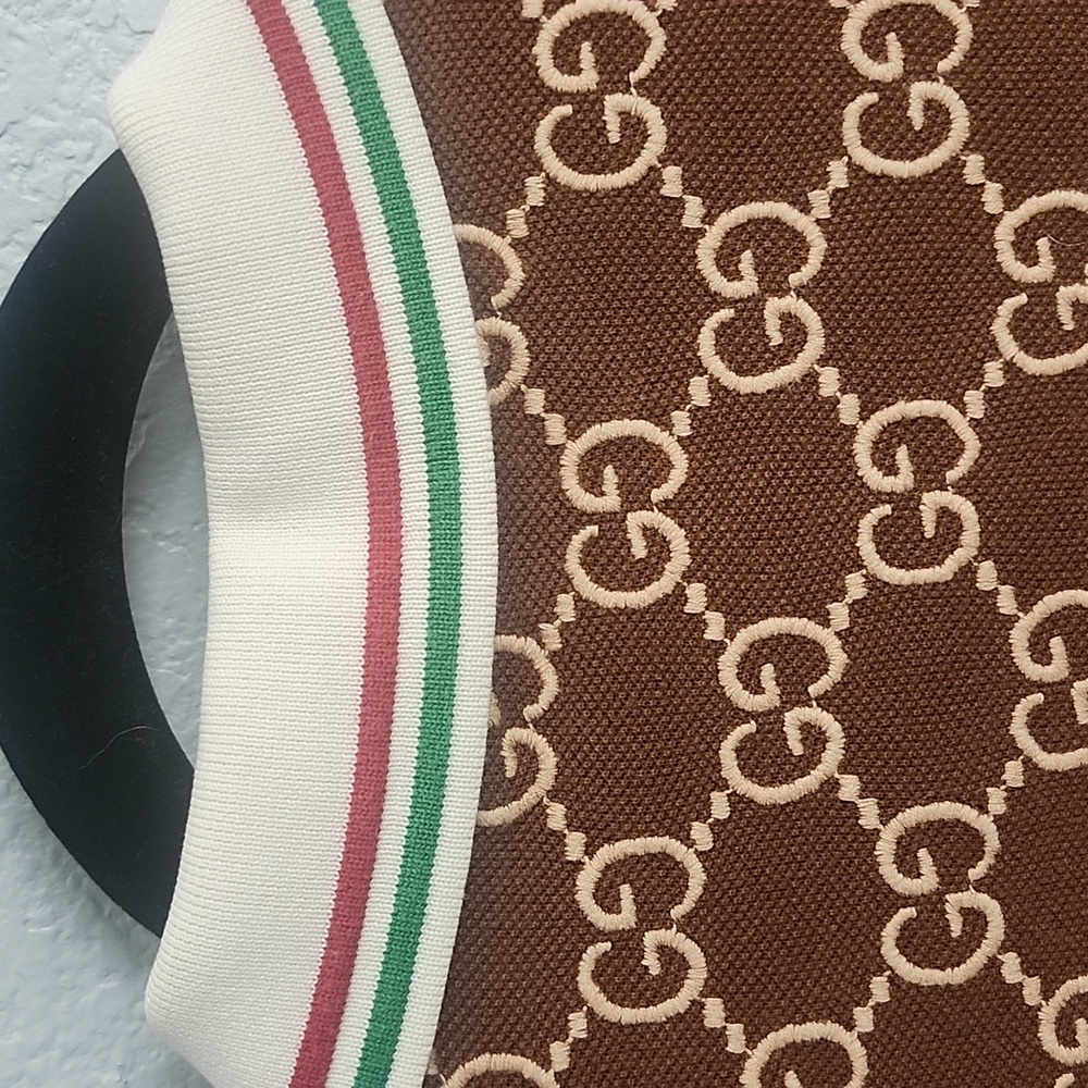 AUTHENTIC Gucci Brown Monogram Polo Shirt - Picture 7 of 9